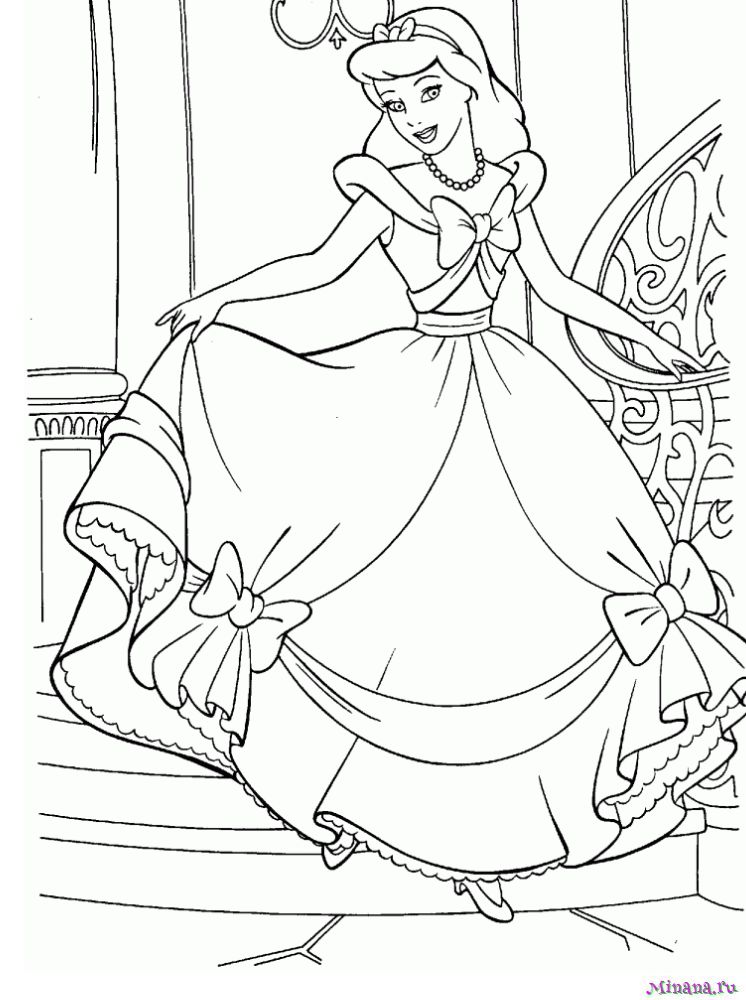 Раскраска Золушка принцесса распечатать для детей