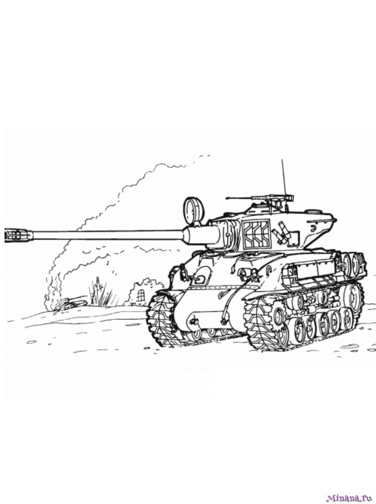 Рисунок раскраска танк