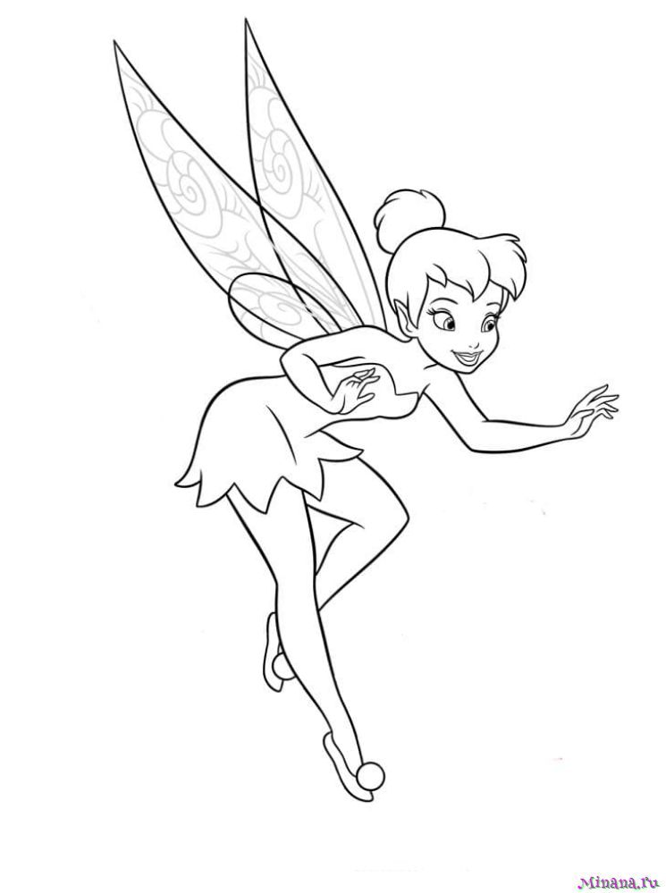 Раскраски Феи (Tinker Bell) Фея Динь (Тинкер Белл) Fairies coloring pages скачать