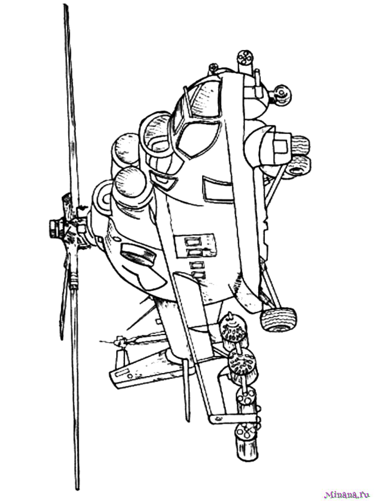 Раскраска вертолет 4