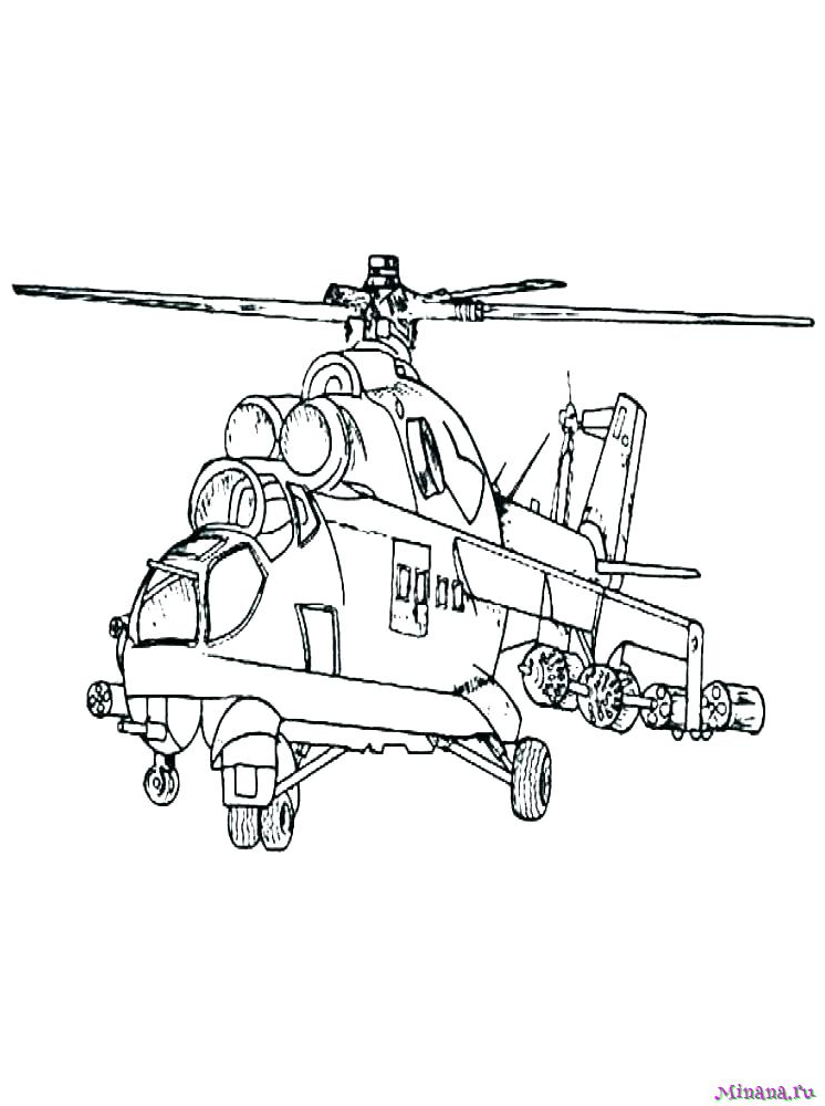 Раскраска вертолет 6