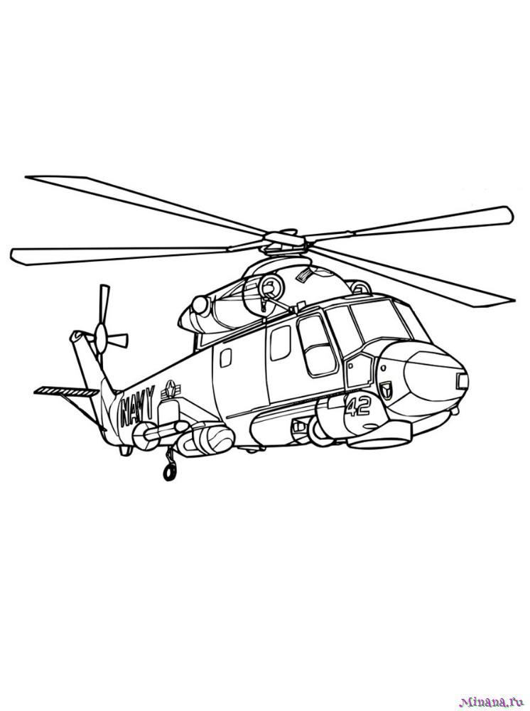 Вертолет — раскраска для детей. Распечатать бесплатно.