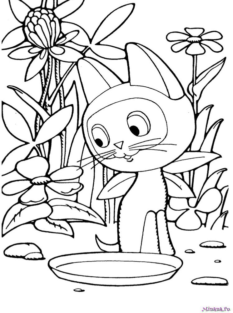 Первая раскраска «Котёнок и мышонок»