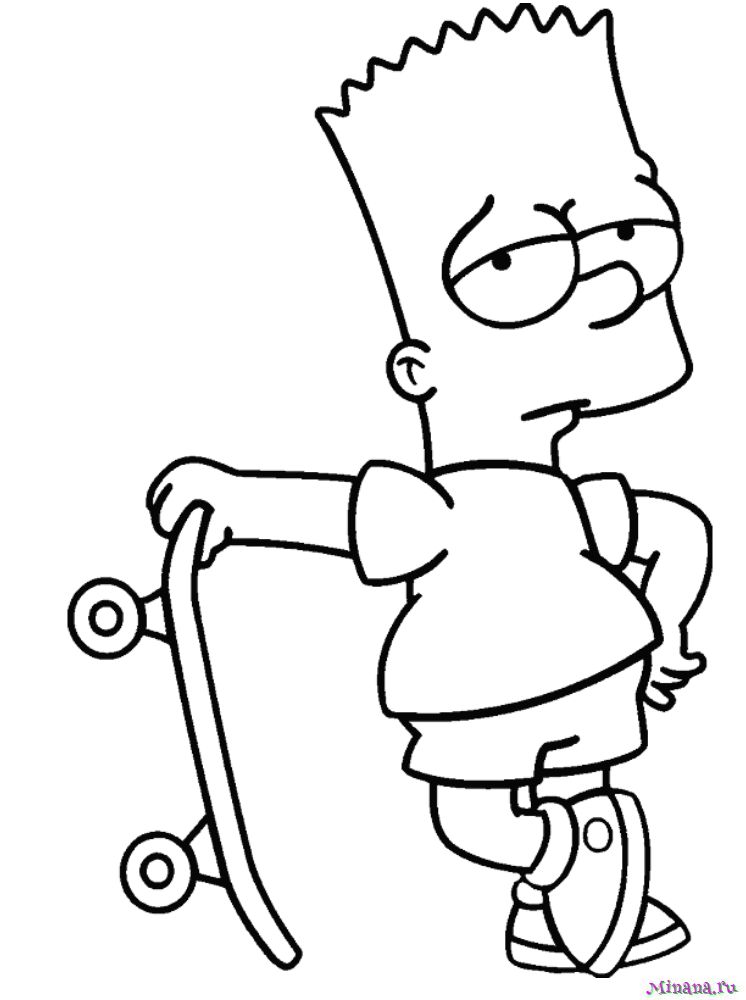 Веселый Барт Симпсон — раскраска