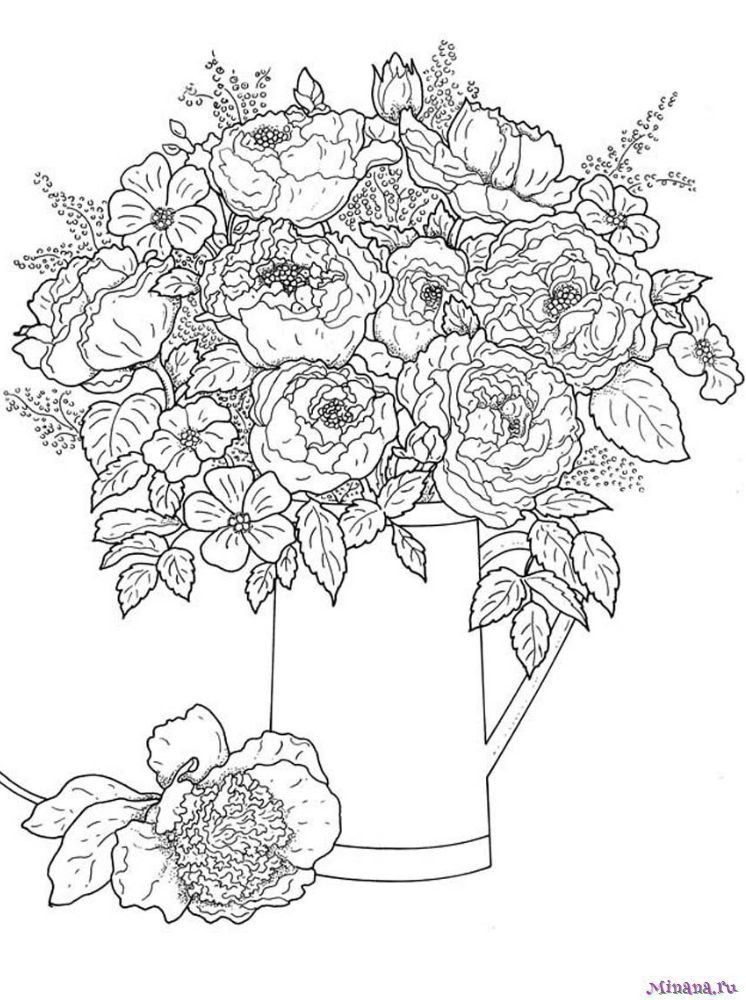 Раскраска цветы в вазе 7