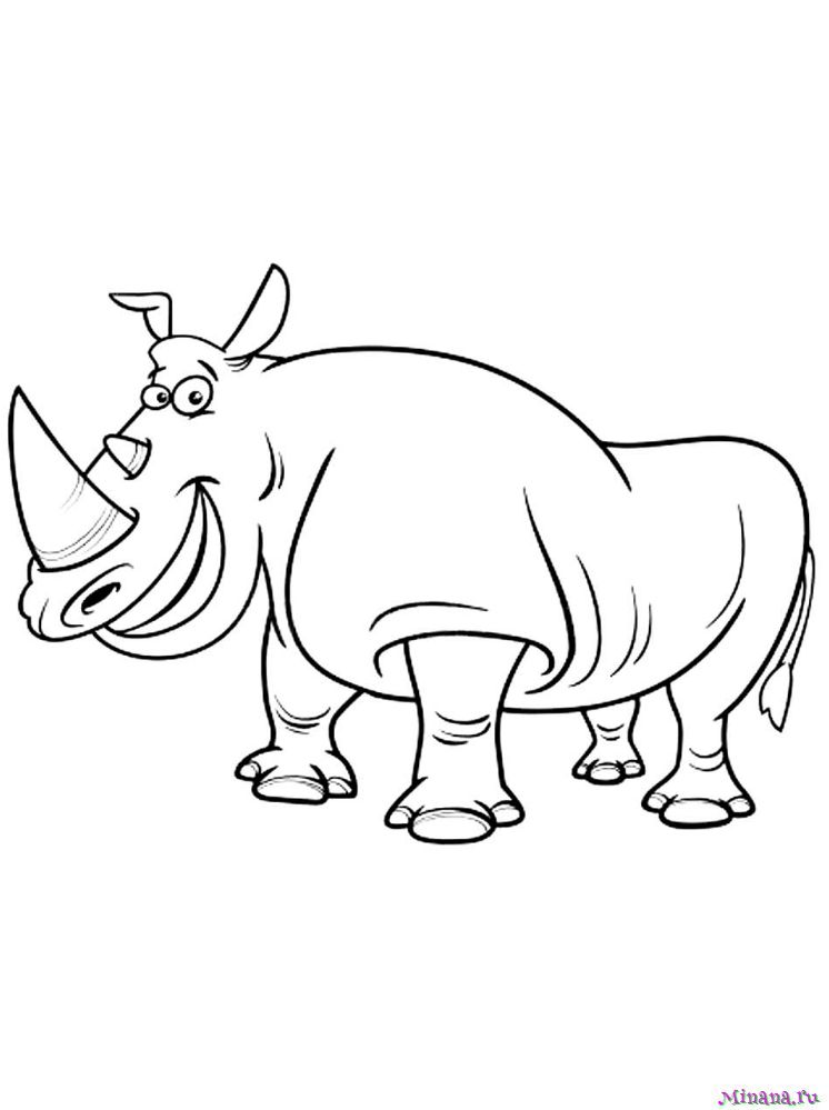 носорог Раскраски распечатать бесплатно.
