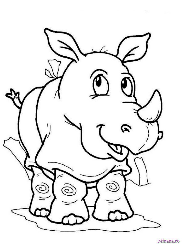 Раскраска носорог 8