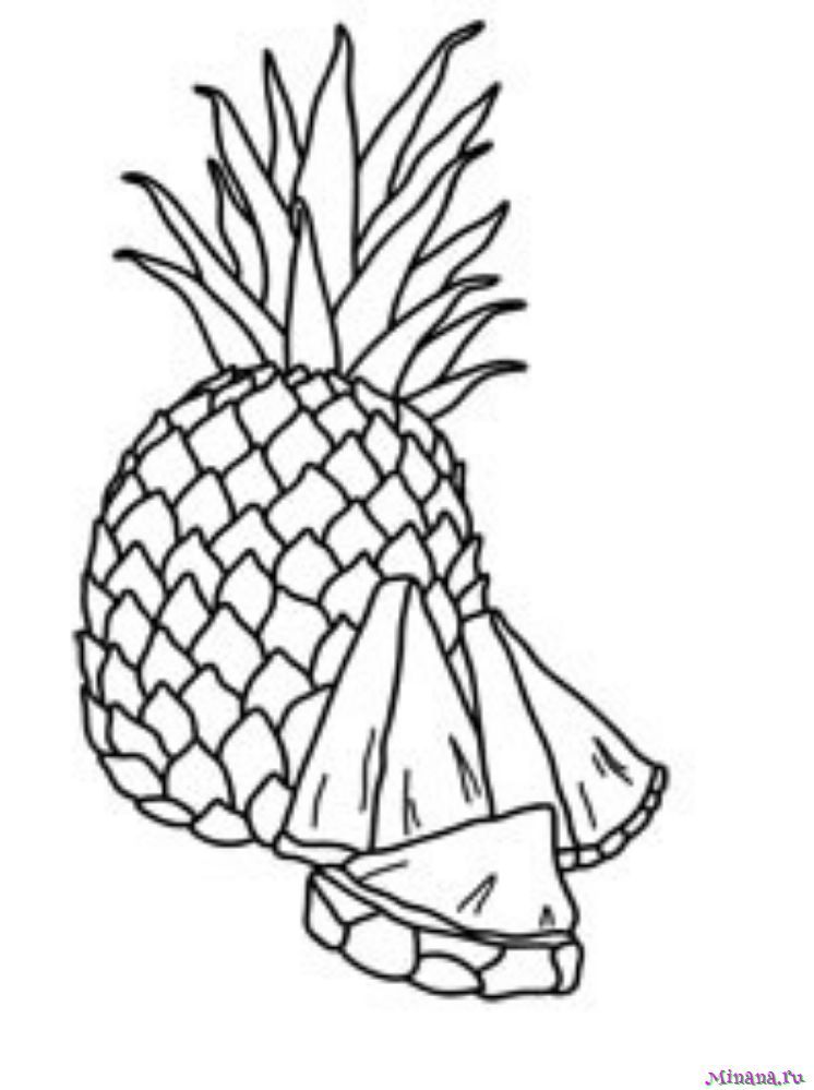 Раскраска ананас (20 разукрашек)