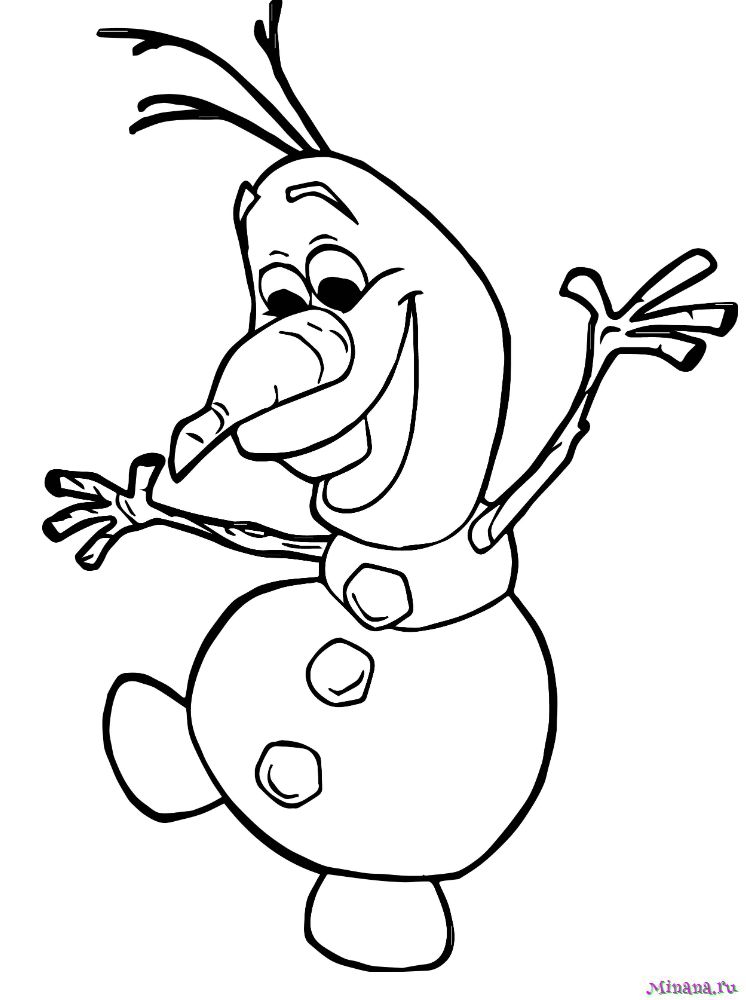 Раскраска снеговик Олаф