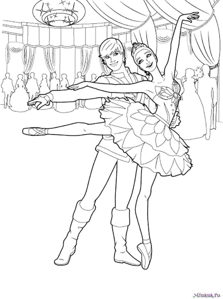 Раскраска балерина 11