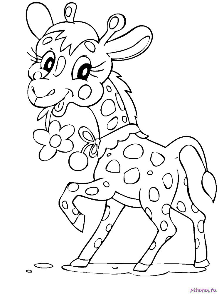 Раскраска жираф 6
