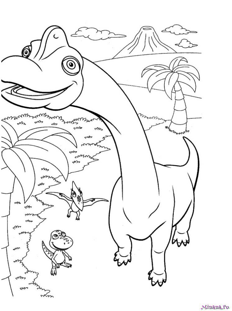 Раскраска поезд динозавров 6